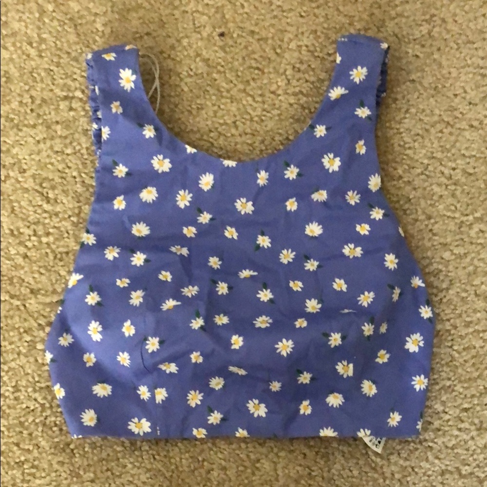Floral Lilac Purple Crop Tank Top
